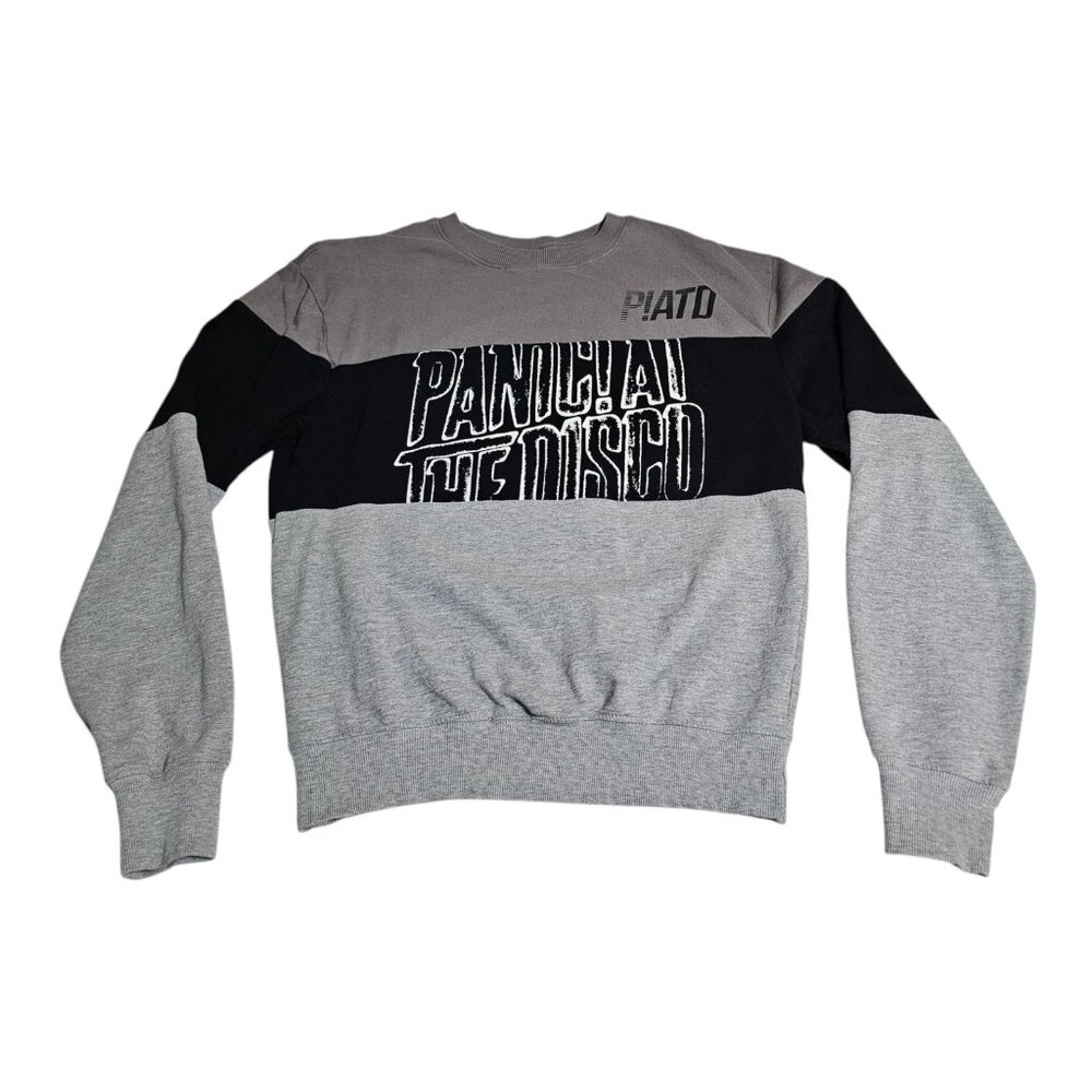 Panic! At The Disco Pullover Sweatshirt Manhead Sz S Gray Colorblock Long Sleeve
